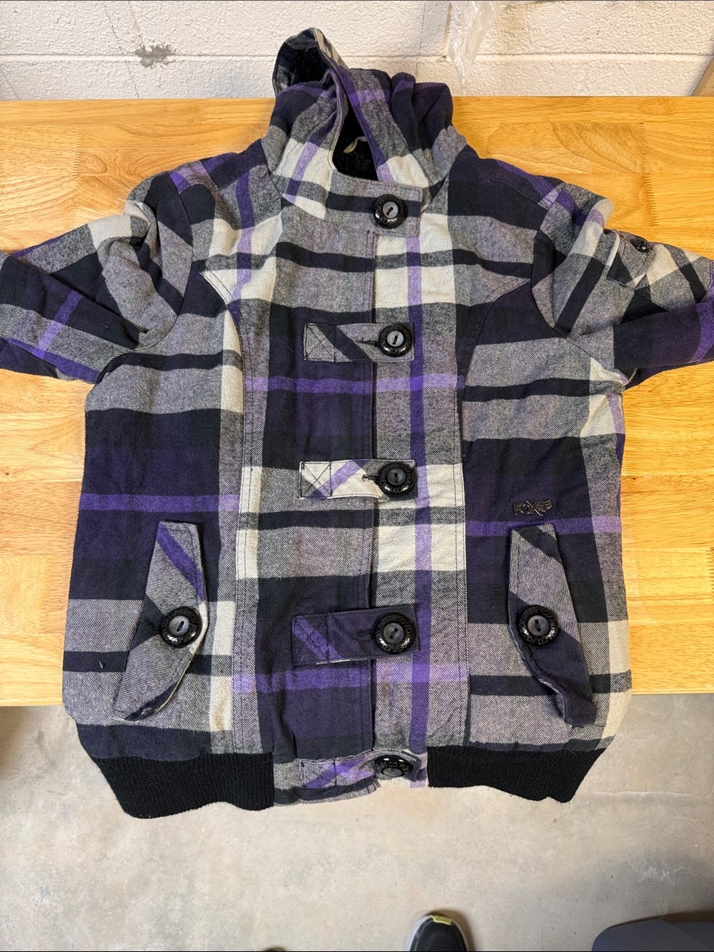 Juniors Fox Racing Sherpa-Lined Hooded Jacket in Black & Purple